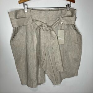 Boden linen cotton Blend shorts paperbag waist 9” tan new with tags women’s 16